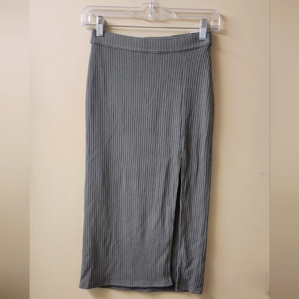 Abercrombie & Fitch Olive Ribbed Midi Skirt XXSP